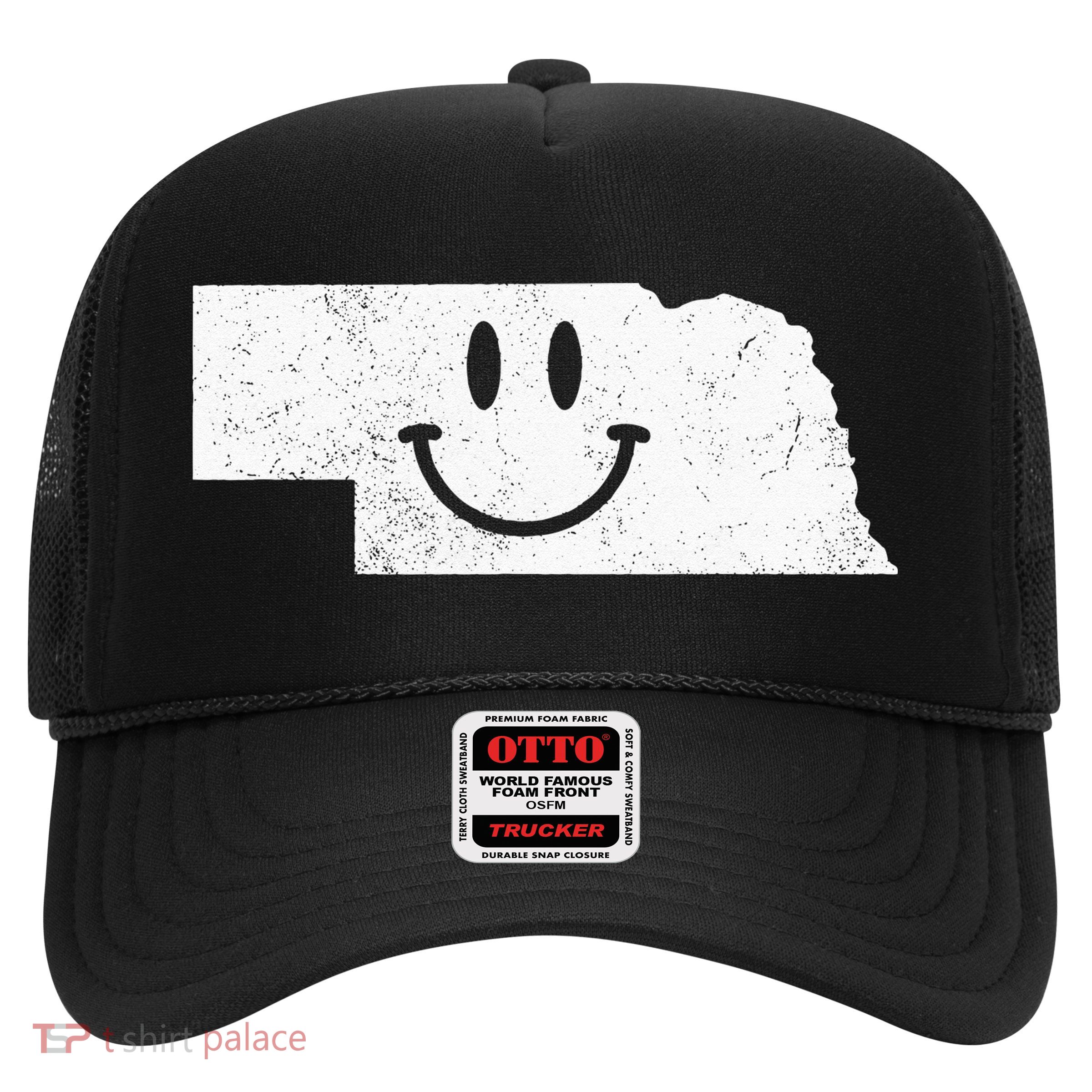 Smiling In NE – Funny Nebraska Happy Face Trucker Hat