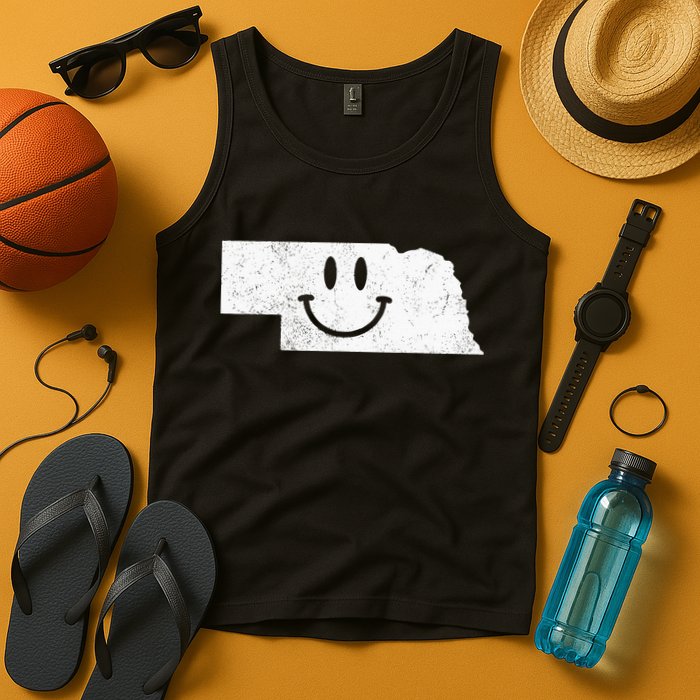 Smiling In NE – Funny Nebraska Happy Face Tank Top