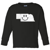 Smiling In NE – Funny Nebraska Happy Face Toddler Long Sleeve Shirt