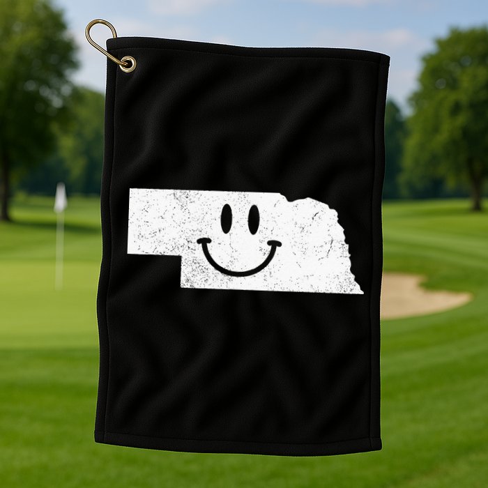Smiling In NE – Funny Nebraska Happy Face Golf Towel
