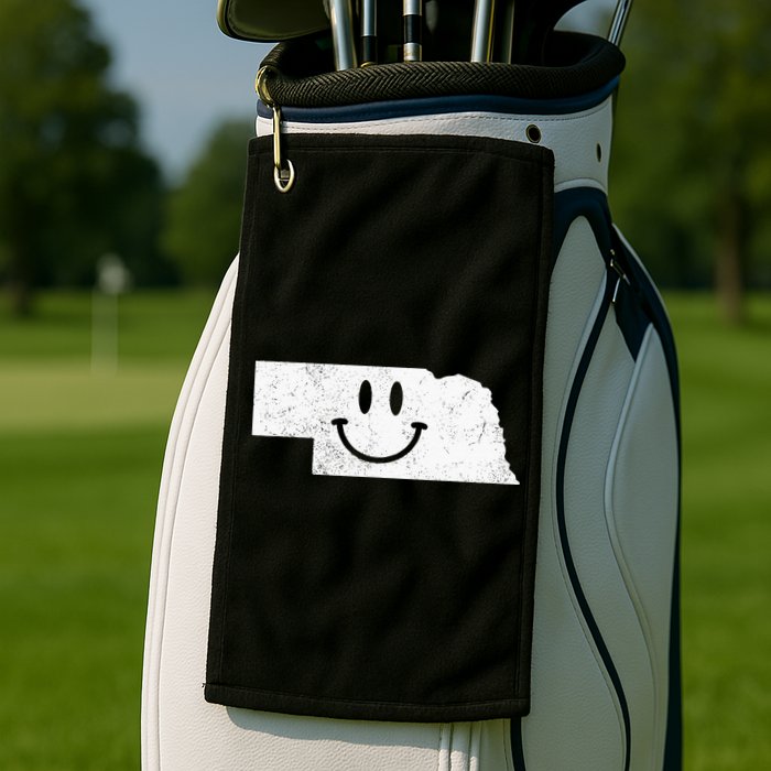 Smiling In NE – Funny Nebraska Happy Face Golf Towel