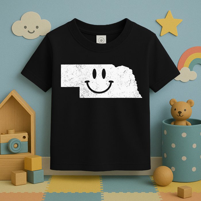Smiling In NE – Funny Nebraska Happy Face Toddler T-Shirt