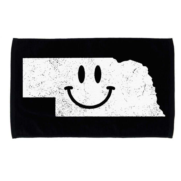 Smiling In NE – Funny Nebraska Happy Face Microfiber Hand Towel