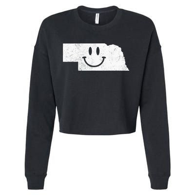 Smiling In NE – Funny Nebraska Happy Face Cropped Pullover Crew