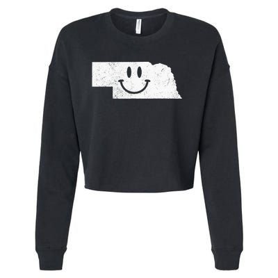 Smiling In NE – Funny Nebraska Happy Face Cropped Pullover Crew