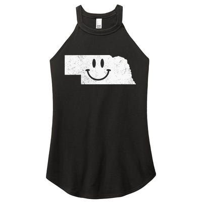 Smiling In NE – Funny Nebraska Happy Face Women's Perfect Tri Rocker Tank
