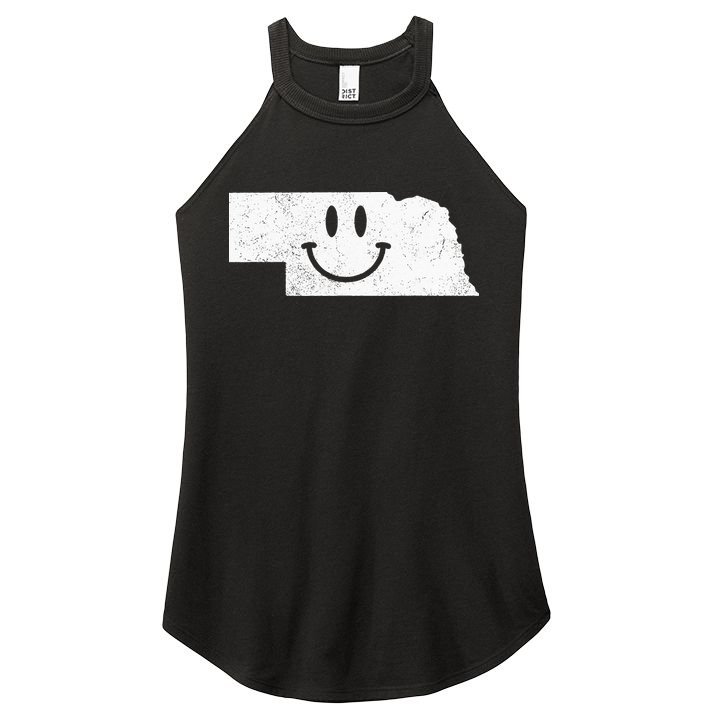 Smiling In NE – Funny Nebraska Happy Face Women's Perfect Tri Rocker Tank