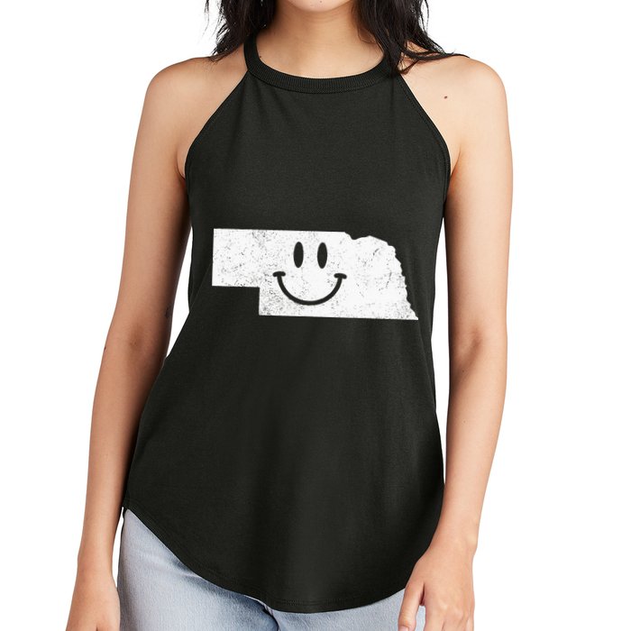Smiling In NE – Funny Nebraska Happy Face Women's Perfect Tri Rocker Tank
