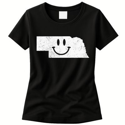Smiling In NE – Funny Nebraska Happy Face Womens T-Shirt