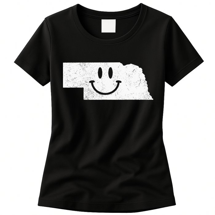 Smiling In NE – Funny Nebraska Happy Face Womens T-Shirt