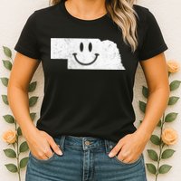 Smiling In NE – Funny Nebraska Happy Face Womens T-Shirt