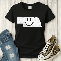Smiling In NE – Funny Nebraska Happy Face Womens T-Shirt