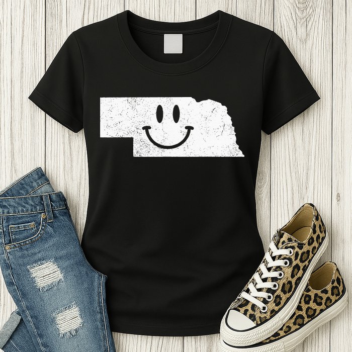 Smiling In NE – Funny Nebraska Happy Face Womens T-Shirt