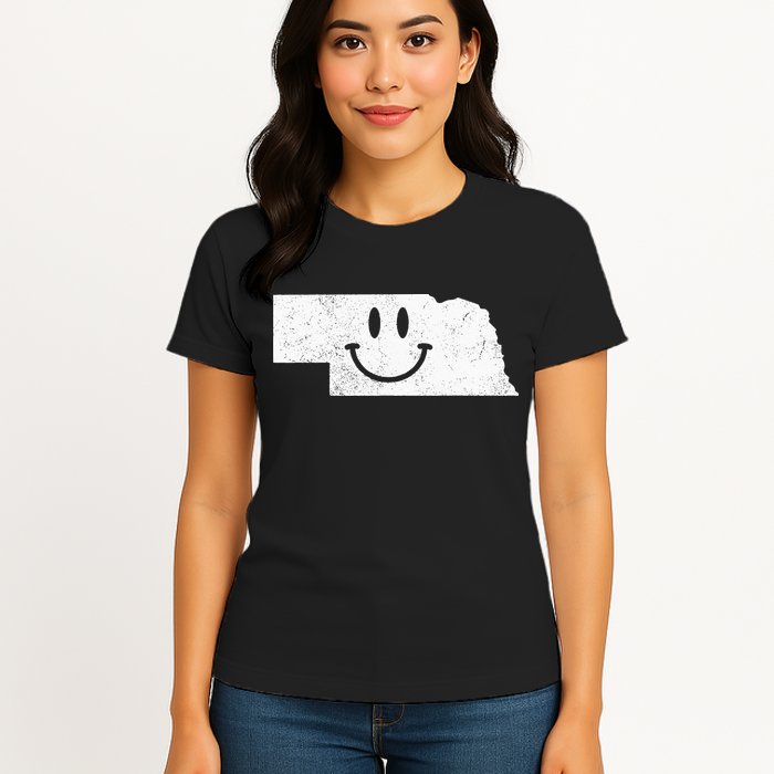 Smiling In NE – Funny Nebraska Happy Face Womens T-Shirt