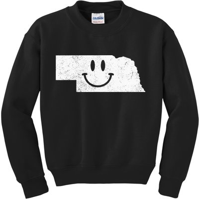 Smiling In NE – Funny Nebraska Happy Face Kids Sweatshirt