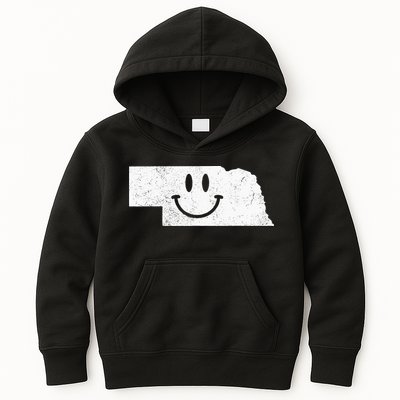 Smiling In NE – Funny Nebraska Happy Face Kids Hoodie