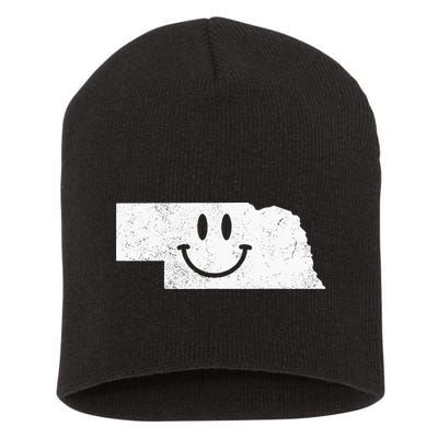 Smiling In NE – Funny Nebraska Happy Face Short Acrylic Beanie