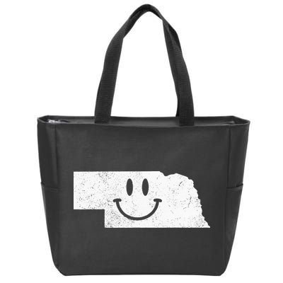 Smiling In NE – Funny Nebraska Happy Face Zip Tote Bag