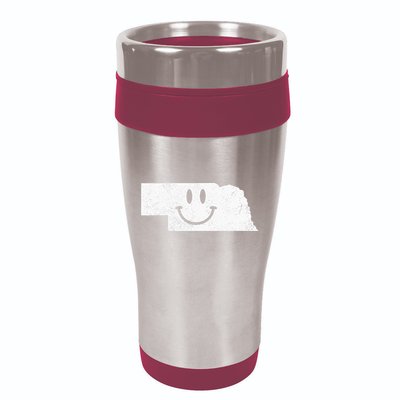 Smiling In NE – Funny Nebraska Happy Face 16oz Travel Tumbler