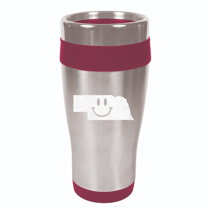 Smiling In NE – Funny Nebraska Happy Face 16oz Travel Tumbler