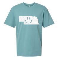 Smiling In NE – Funny Nebraska Happy Face Sueded Cloud Jersey T-Shirt