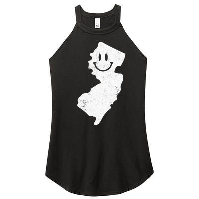 Smiling In NJ – Funny New Jersey Happy Face Women’s Perfect Tri Rocker Tank