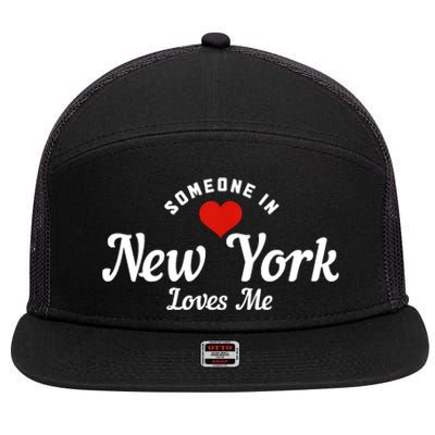 Someone In New York Loves Me NY NYC Funny Cute 7 Panel Mesh Trucker Snapback Hat