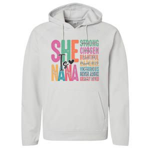 She Is Nana Christian Mothers Day Jesus Nana Religious Performance Fleece Hoodie