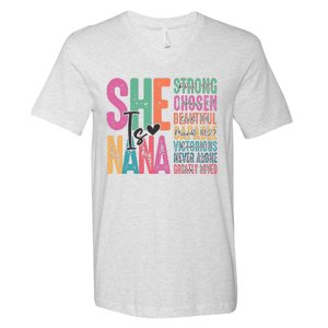 She Is Nana Christian Mothers Day Jesus Nana Religious V-Neck T-Shirt