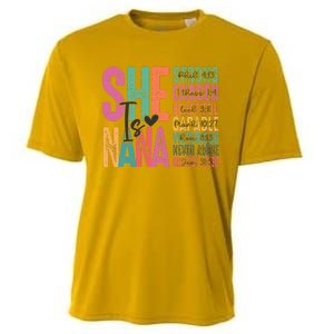 She Is Nana Christian Mothers Day Jesus Nana Religious Cooling Performance Crew T-Shirt