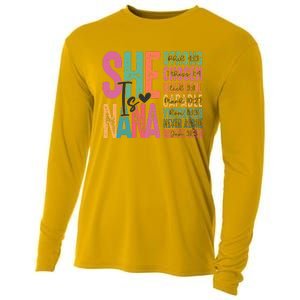 She Is Nana Christian Mothers Day Jesus Nana Religious Cooling Performance Long Sleeve Crew