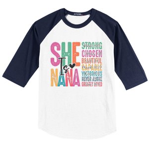 She Is Nana Christian Mothers Day Jesus Nana Religious Baseball Sleeve Shirt