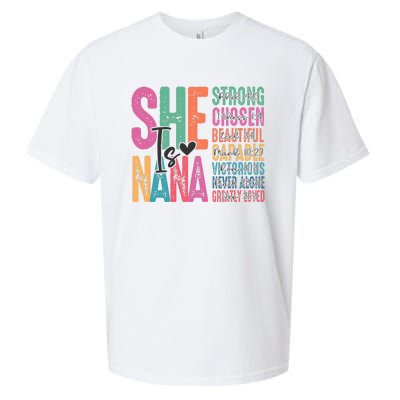 She Is Nana Christian Mothers Day Jesus Nana Religious Sueded Cloud Jersey T-Shirt