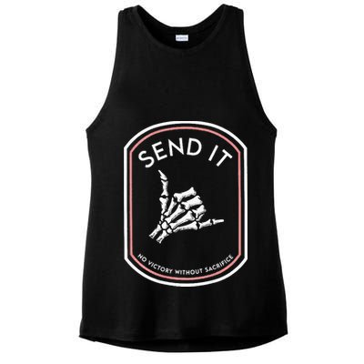 Send It No Victory Without Sacrifice (on back) Ladies PosiCharge Tri-Blend Wicking Tank