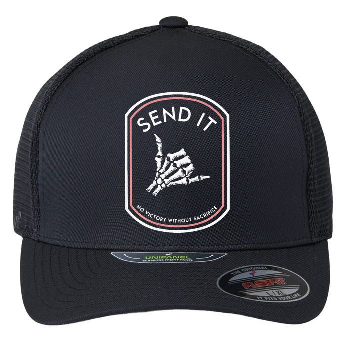 Send It No Victory Without Sacrifice (on back) Flexfit Unipanel Trucker Cap