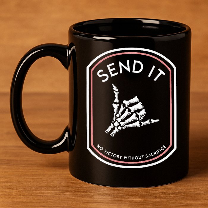 Send It No Victory Without Sacrifice (on back) 11oz C Handle Ceramic Mug