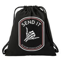 Send It No Victory Without Sacrifice (on back) Drawstring Bag