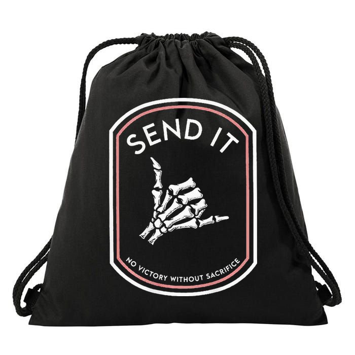 Send It No Victory Without Sacrifice (on back) Drawstring Bag