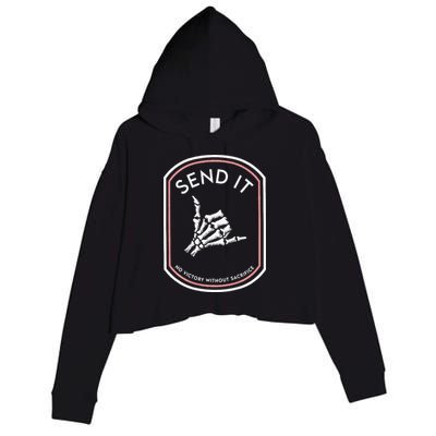 Send It No Victory Without Sacrifice (on back) Crop Fleece Hoodie