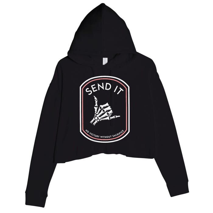 Send It No Victory Without Sacrifice (on back) Crop Fleece Hoodie