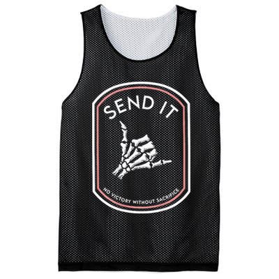 Send It No Victory Without Sacrifice (on back) Mesh Reversible Basketball Jersey Tank