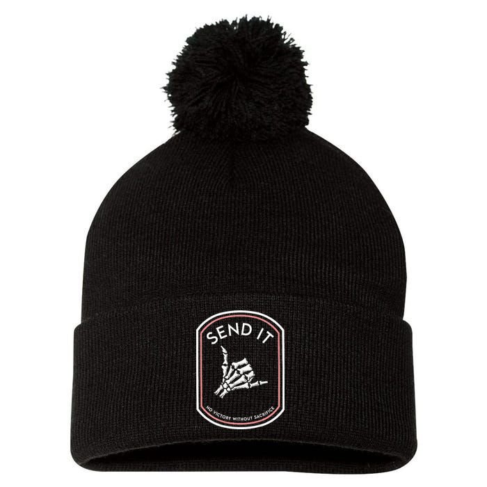 Send It No Victory Without Sacrifice (on back) Pom Pom 12in Knit Beanie
