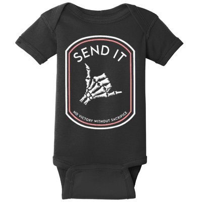 Send It No Victory Without Sacrifice (on back) Baby Bodysuit