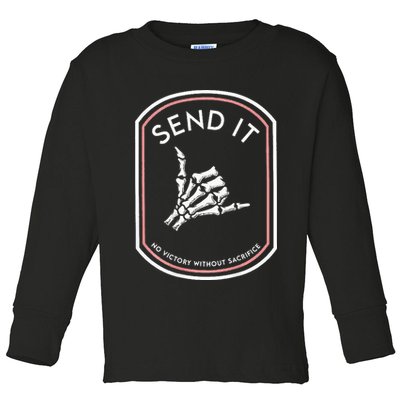 Send It No Victory Without Sacrifice (on back) Toddler Long Sleeve Shirt