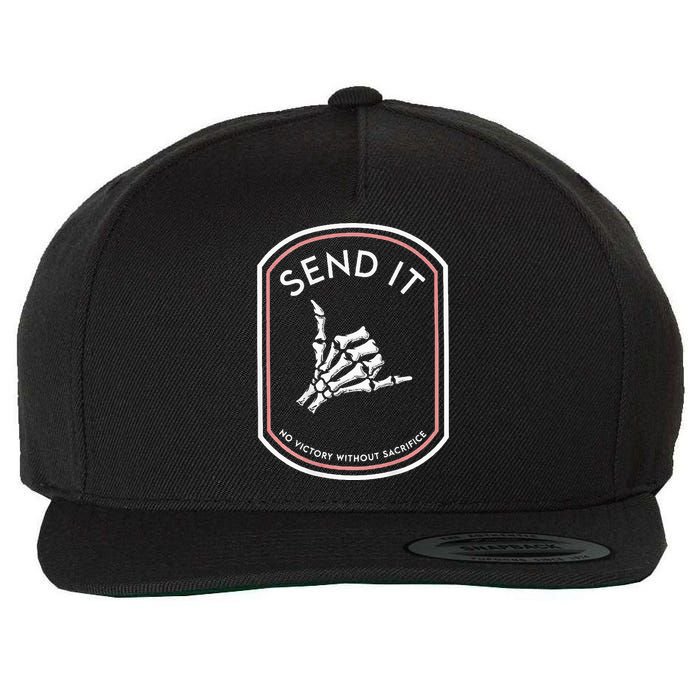 Send It No Victory Without Sacrifice (on back) Wool Snapback Cap