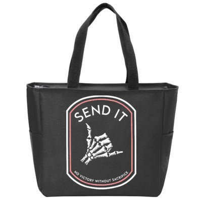 Send It No Victory Without Sacrifice (on back) Zip Tote Bag