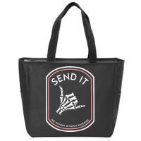 Send It No Victory Without Sacrifice (on back) Zip Tote Bag