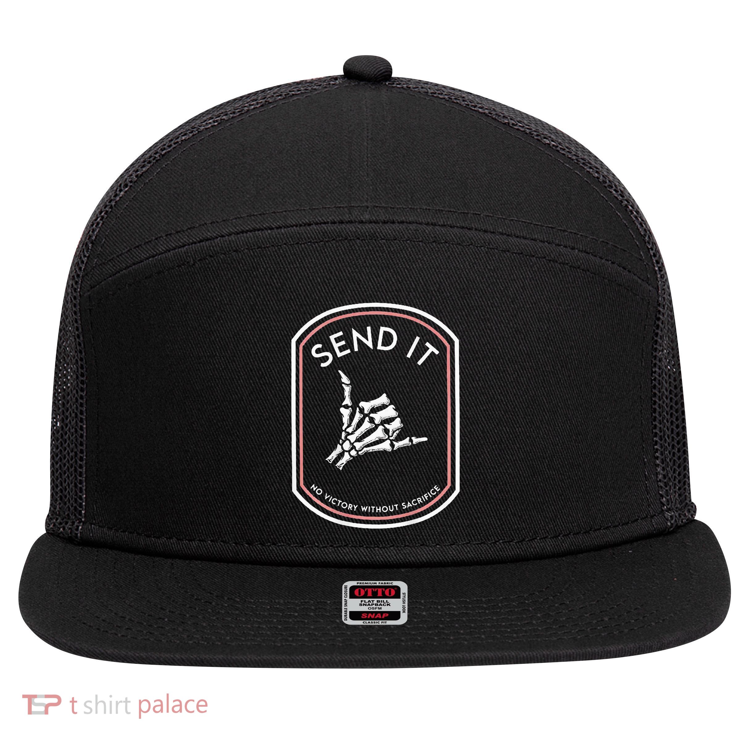 Send It No Victory Without Sacrifice 7 Panel Mesh Trucker Snapback Hat