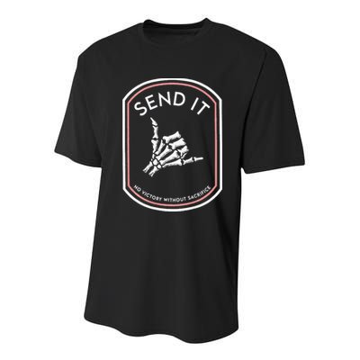 Send It No Victory Without Sacrifice Youth Performance Sprint T-Shirt