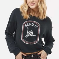 Send It No Victory Without Sacrifice Cropped Pullover Crew